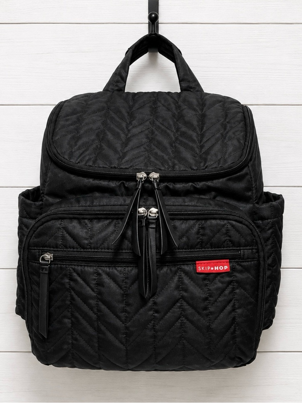 Skip Hop Black Quilted Diaper Bag Backpack With Changing Pad